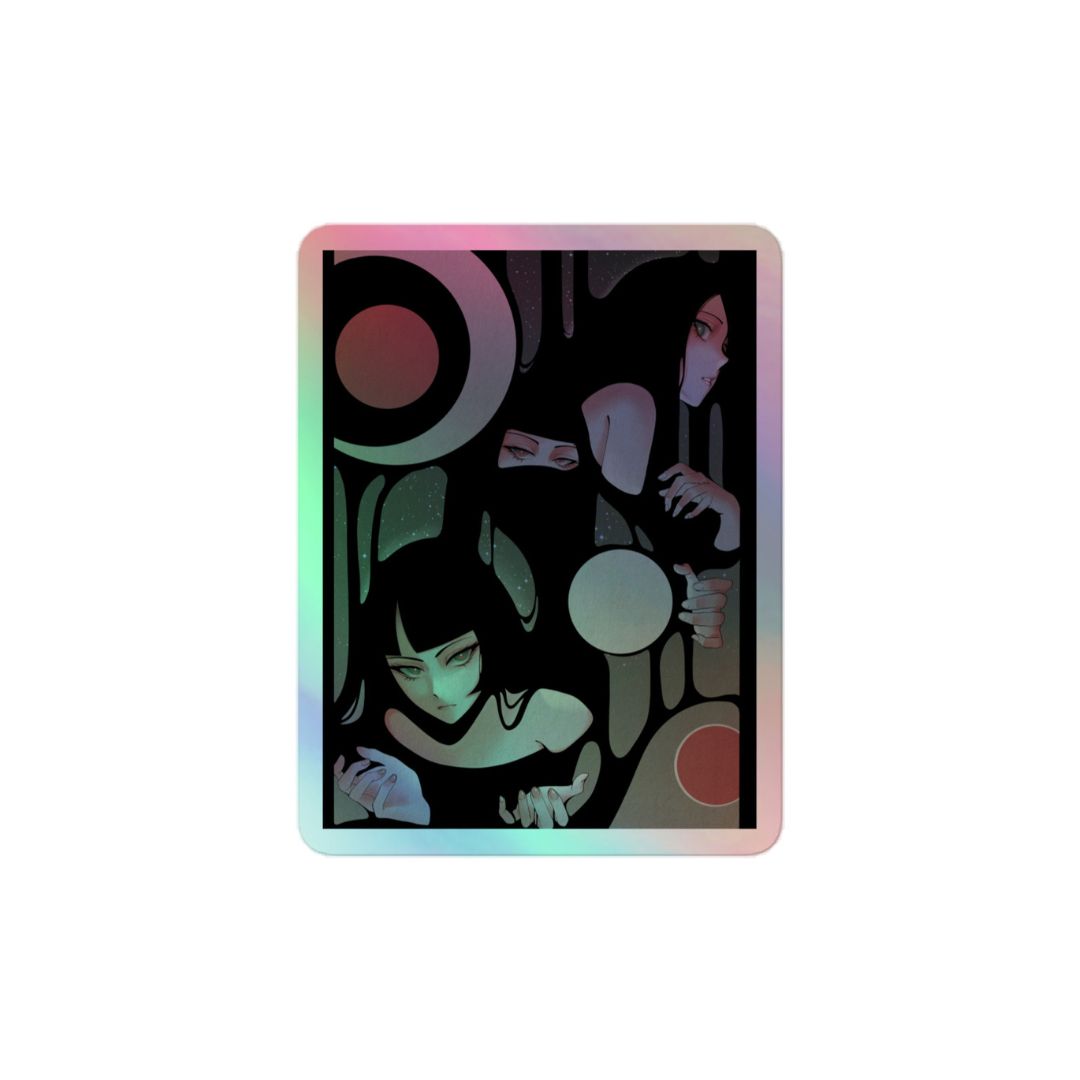 Three Moons (3"x3") • Premium Holographic Sicker