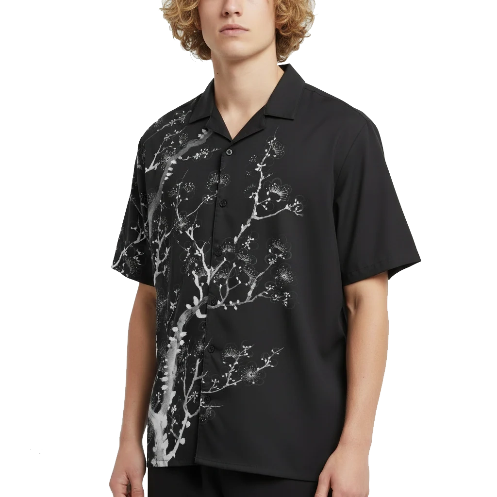 Cherry Bloom [Black] • Button-up Shirt – Umai Clothing