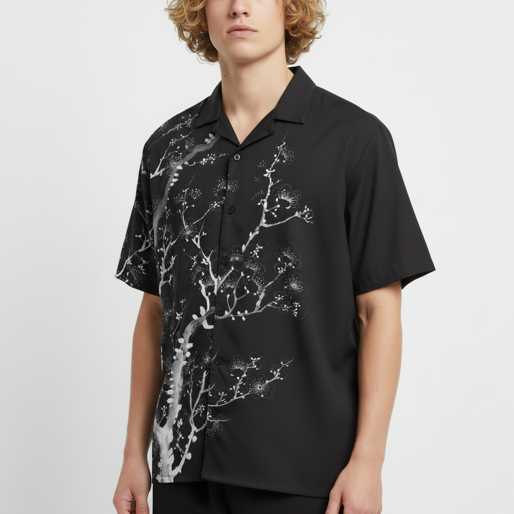 Cherry Bloom [Zwart] - Button-up Overhemd